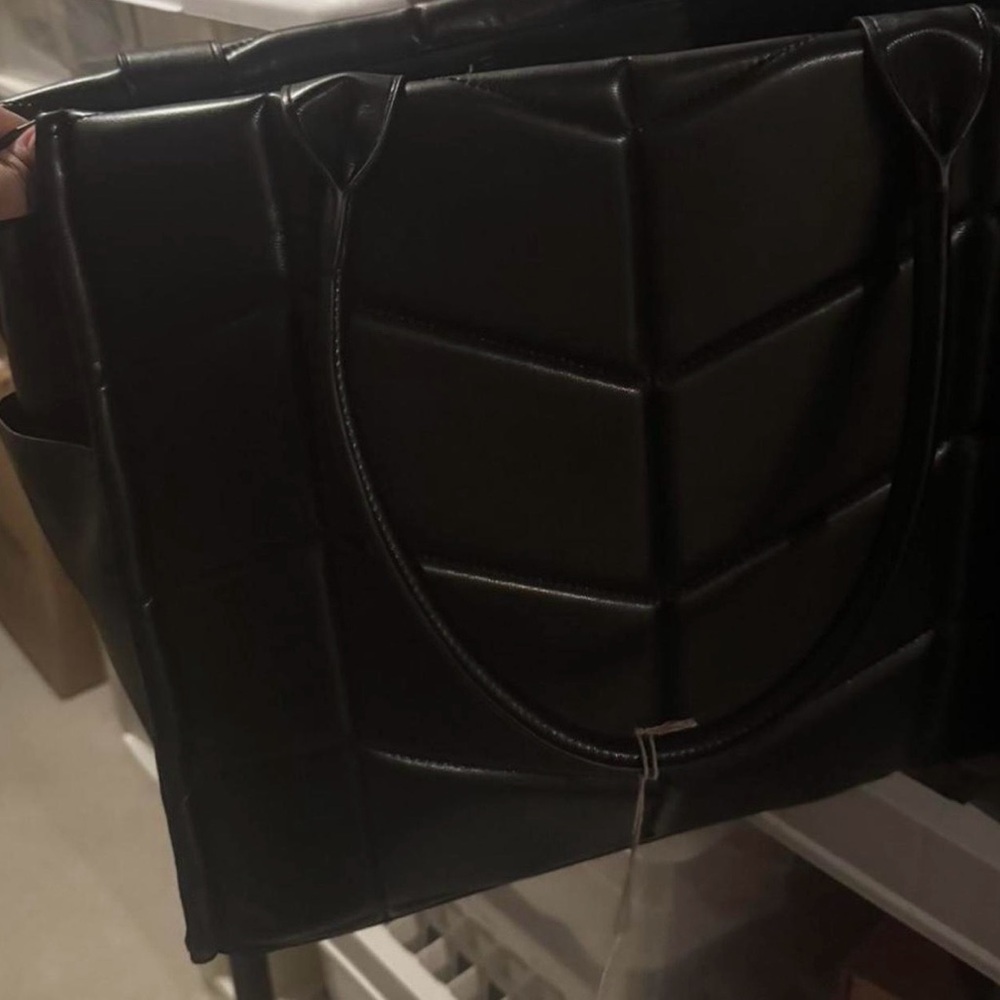 Black Quilted Tote Bag - Brand Unspecified